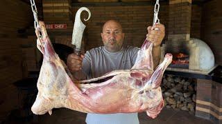 Recipe for delicious meat in the oven! Cutting up a ram!