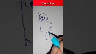 Easy trick to draw a Cat  with B letter #drawing #viral #ayusharts #art #shorts
