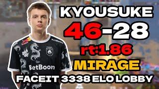 kyousuke (46-28) rt:1.86 SoloQ l EU FACEIT RANKED 3338 ELO LOBBY (mirage) | #cs2 #pov