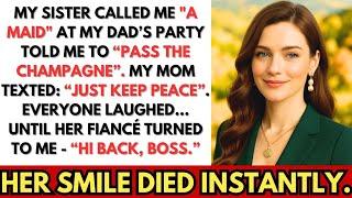 At My Dad’s Retirement Party, My Sister Called Me a Maid—Then Her Fiancé Greeted Me: “HI BACK, BOSS”
