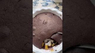 Chocolate Peach Pudding with icecream️#pudding#peach#baking#recipe#chocolatecake