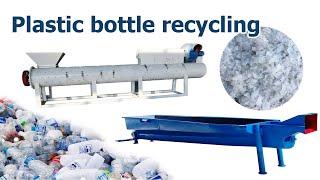 Plastic bottle recycling line with simple washing