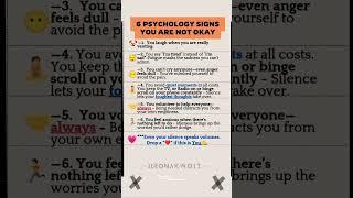 6 Psychology Signs You Are Not Okay #psychology #love #psychologyfacts #life