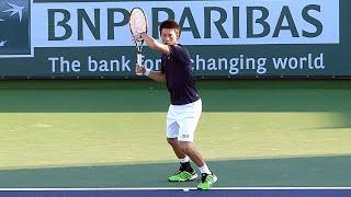 Kei Nishikori Slow Motion Tennis Forehand + Tennis Backhand Technique ATP