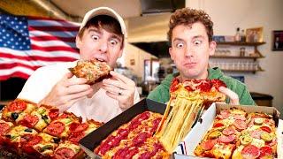 Two Brits try Detroit Pizza for the first time!