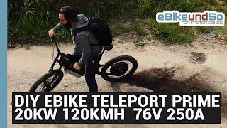 Das Todes E Bike DIY EBIKE Teleport Prime 20000W 120KMH E-DH BIKE 76V 250A 20AH 33,8KWH UMBAU APT