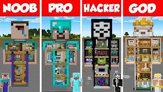 Minecraft STATUE BASE HOUSE BUILD CHALLENGE - NOOB vs PRO vs HACKER vs GOD / Animation