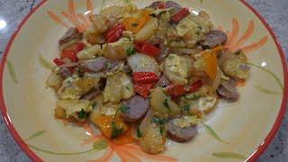 Italian Grandma Makes Fried Potatoes with Eggs (Sausage, Peppers, & Onions)