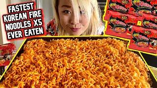 FASTEST 5 PACKS OF SPICY KOREAN FIRE NOODLES EVER EATEN!!! #RainaisCrazy - Yamibuy Anniversary