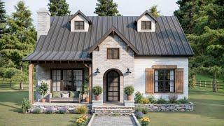 33' x 26' (10m x 8m) Cozy Cottage House | 3-Bedrooms | Small House Design Ideas