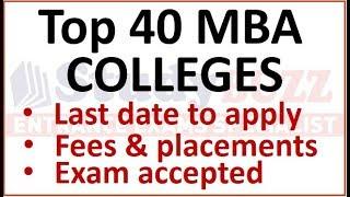 Top 40 MBA colleges | Last date to apply, exams accepted, fees structure & average placement