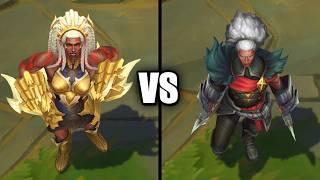 Chosen of the Wolf Ambessa vs Original Base Ambessa Skin Comparison (League of Legends)