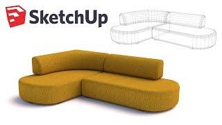 Living room Sofa 3D modeling - Sketchup tutorial timelapse