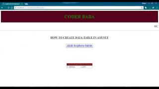 Code for Creating DataTable in asp.net using c#