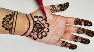 simple front hand henna design | easy floral mehndi design