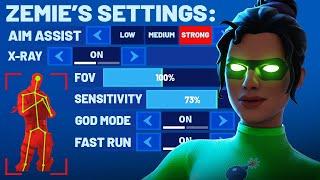 What settings does the BEST AIMER in Fortnite use?