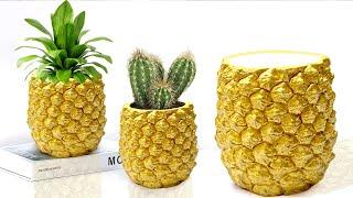 Pineapple pottery making with cement | Cement planter Making | Hope - 3 minute DIY