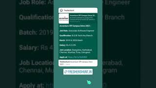 Accenture Off Campus Drive 2021For Associate Software Engineer. #accenture #offcampusdrive #itjobs