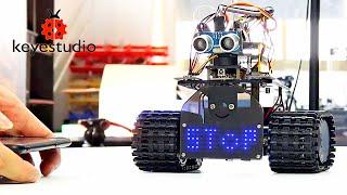 Robot tank machine with controls. Constructor for adults. Arduino for beginners.