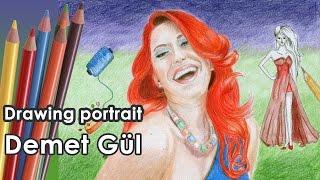 Drawing portrait of Demet Gül - Demet Gül ''Tuval'' portre ''Aşk laftan anlamaz''