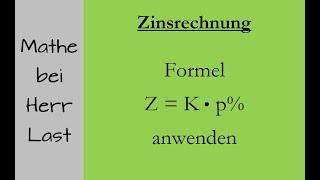 Zinsrechnung - Anwendung der Formel Z = K*p%