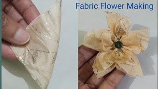 Diy: How to make an adorable fabric flower in just 2 minutes/Diy Flower/Kapde ka phool/Cloth Flower