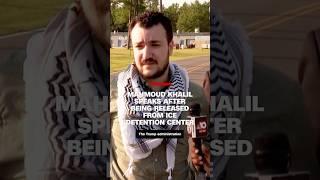 Mahmoud Khalil speaks after being released from ICE detention center
