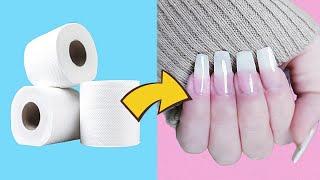 HOW TO MAKE FAKE NAILS FROM TOILET PAPER / Like Natural Nails and Waterproof /No UV Lamb /No Acrilic