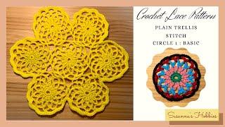 How to crochet a doily step by step with diagrams : Plain trellis stitch circle 1 : Basic