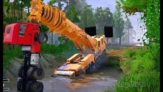 world's largest construction machinery stuck in muddy road