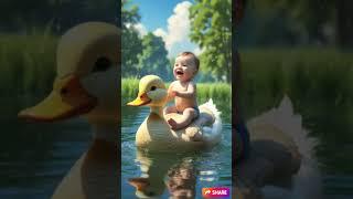 Baby Riding a Duck - Cutest Pond Adventure Ever!  | Piu Piu Piu