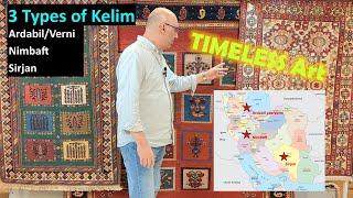 3 Persian Kelim Rug Types: Ardabil, Nimbaft & Sirjan Kilim Carpets