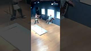 Clumsy couple wrecks museum chair decked in Swarovski crystals; escapes unnoticed | #shorts