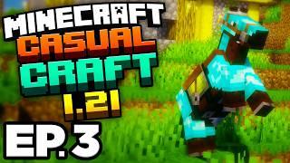  Village Raid? TONS of Diamonds, Taming a Horse, Another Zombie Spawner!!! - Minecraft 1.21 Ep.3