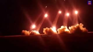 Night volley of Russian MLRS "Grad". Fire!!!