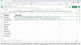 Dictionary Formula in Google Sheets