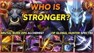 INTENSE PROS BATTLE | BRUTAL BURN DPS FARM MACHINE ALCHEMIST VS. OP GLOBAL HUNTER CARRY SPECTRE DOTA