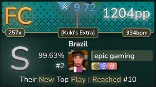 [Banned] 9.7⭐ epic gaming | Apollo - Brazil [Kuki's Extra] +HDDTHR 99.63% FC #2 | 1204pp - osu!