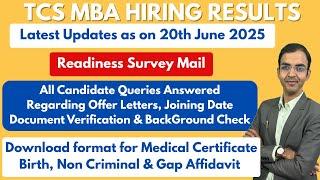 TCS MBA Hiring Updates (20th June 2025) | Readiness Survey Mail, Background Check & FAQs Answered!