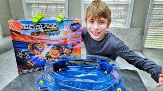 Lots of Beyblade Battles in Hasbro's Beyblade Burst QuadStrike Thunder Edge Battle Set Stadium