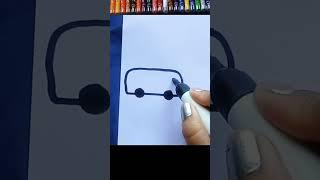 Easy Bus  Drawing #shorts #viral #trending #youtubeshorts #creative #art #easy #drawing #video