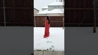 saree pose in the snow #dallas #readytowearsaree #snow2025 #indianattire #desiglam #saree #telugu