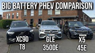 Volvo XC90 T8 v Mercedes GLE 350de v BMW X5 45e - big battery PHEV comparisons