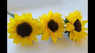 DIY ПОДСОЛНУХИ из бумаги.SUNFLOWS made of paper. Paper flowers quickly and easily