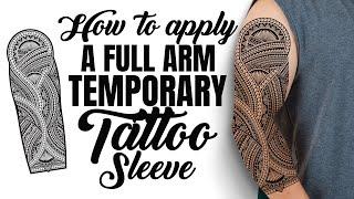 How to apply long full arm sleeve hawaiian Polynesian  temporary tattoo transfer body art sticker