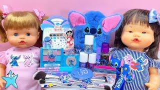 ANI y ONA MAQUILLAJE de STITCH con nuevos accesorios kawaii para muñecas