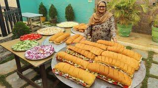 BIG SUBWAY SANDWICH MAKING | Paneer Tikka Sandwich Recipe | Street Food | Veg Village Food