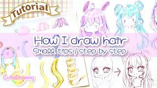 How I draw hair/step by step tutorial with small tips /How to draw Hair/COPIC MARKER/Gachalife