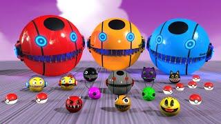 Pac-Man Chase between robots and strong fight between monsters Pac-Man