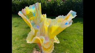 313 Delicate Yellow & White - Resin Free Form Sculpture - ClearCast Resin -  Fresh & Elegant & Bling